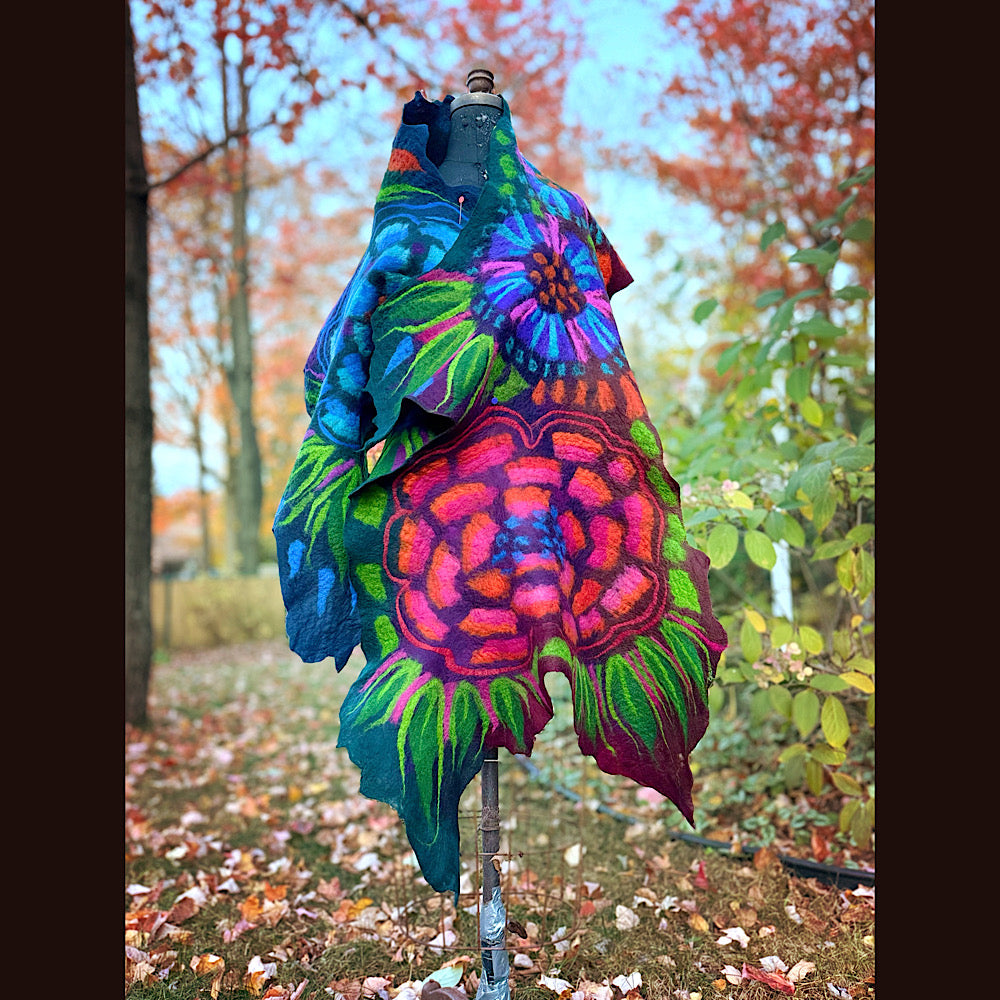 Handmade wool Felted Scarf 82” X 31”