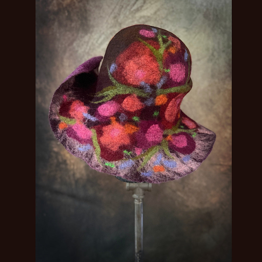 OOAK Handmade wool Felted hat 22” small