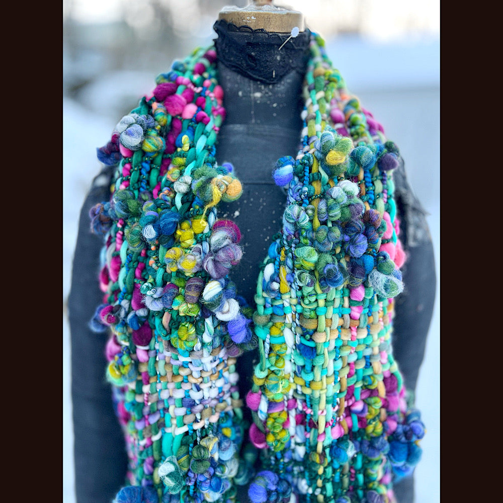 Woven art yarn Scarf 92” X 8.5”