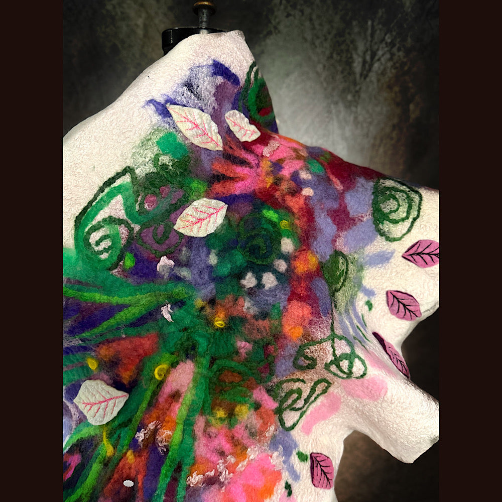 OOAK Handmade wool Felted Scarf 80” X 18”