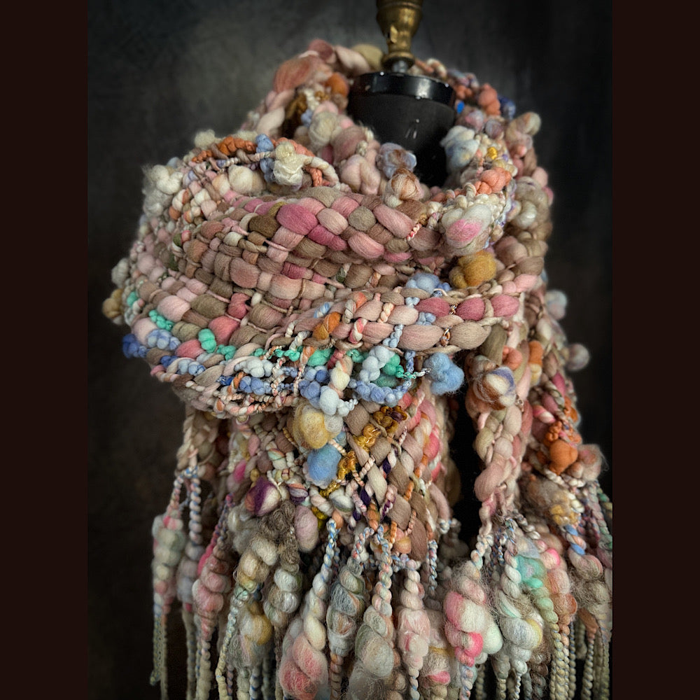 Handmade wool Woven Scarf 90” X 11”