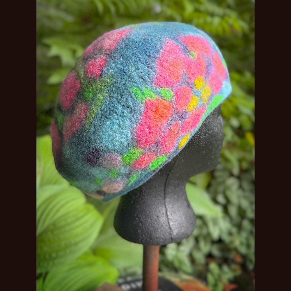 OOAK Handmade wool Felted beret 22” small