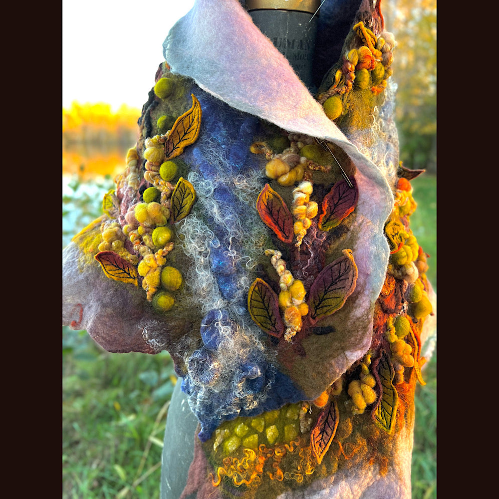 Chicoutimi river felted shawl 59” X 22”