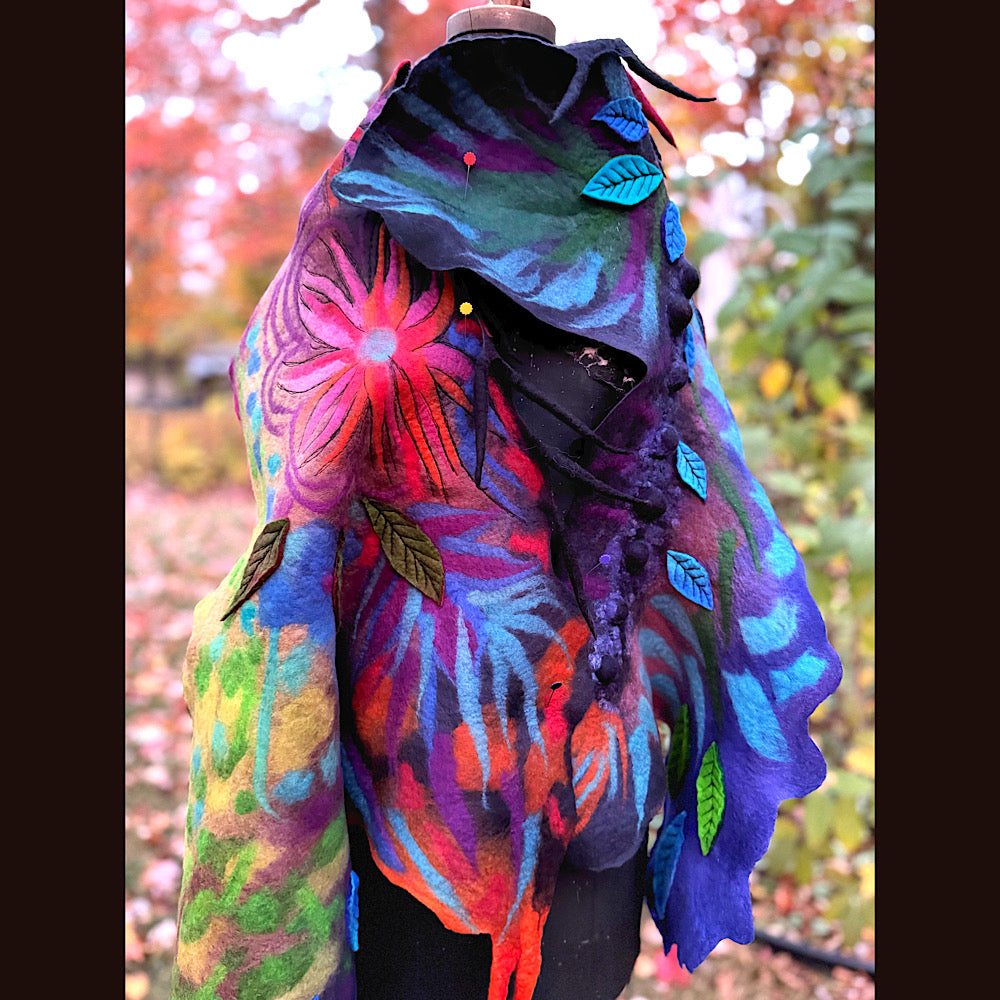 Handmade Felted Wool Scarf 74” X 33”