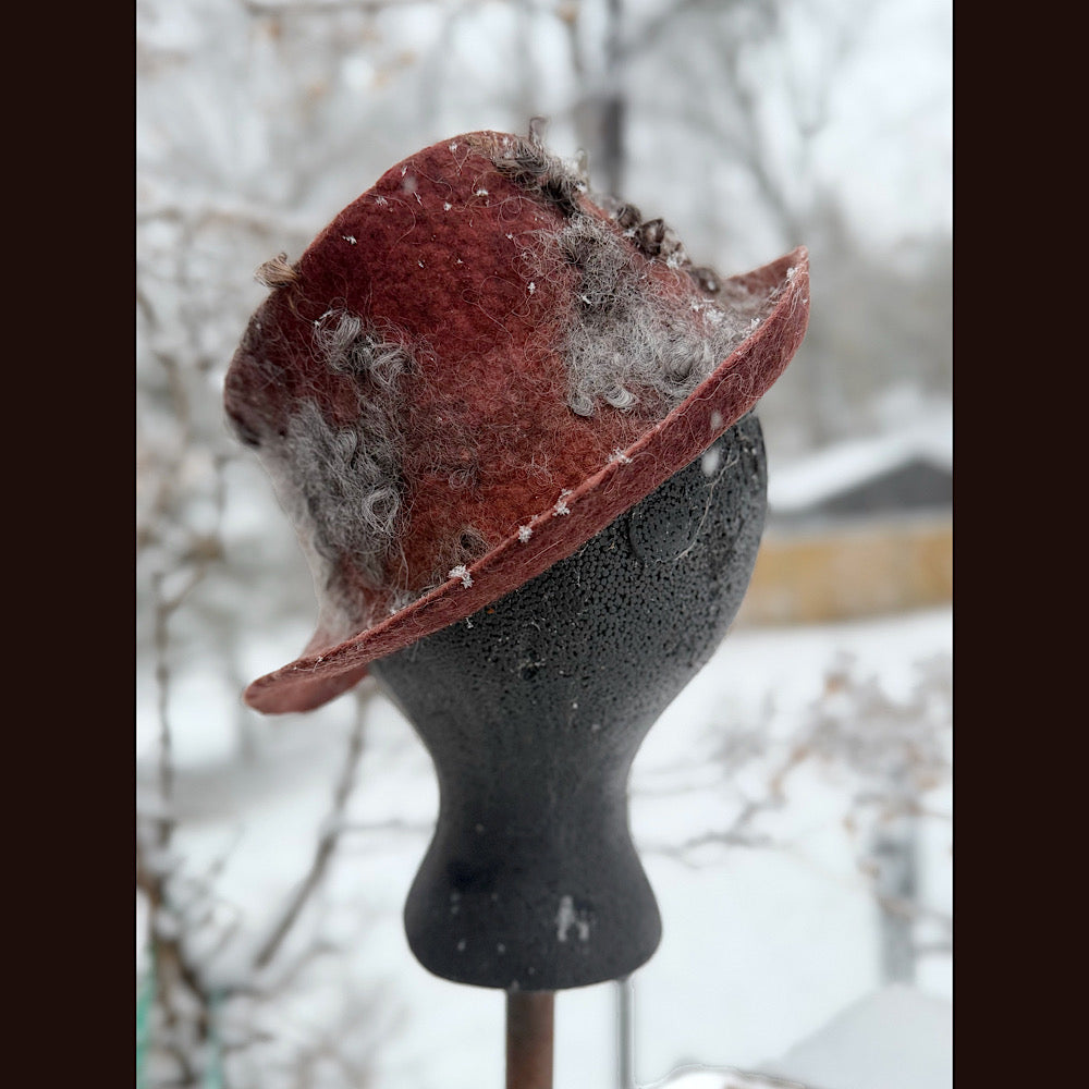 Handmade wool Felted hat 22.5” small