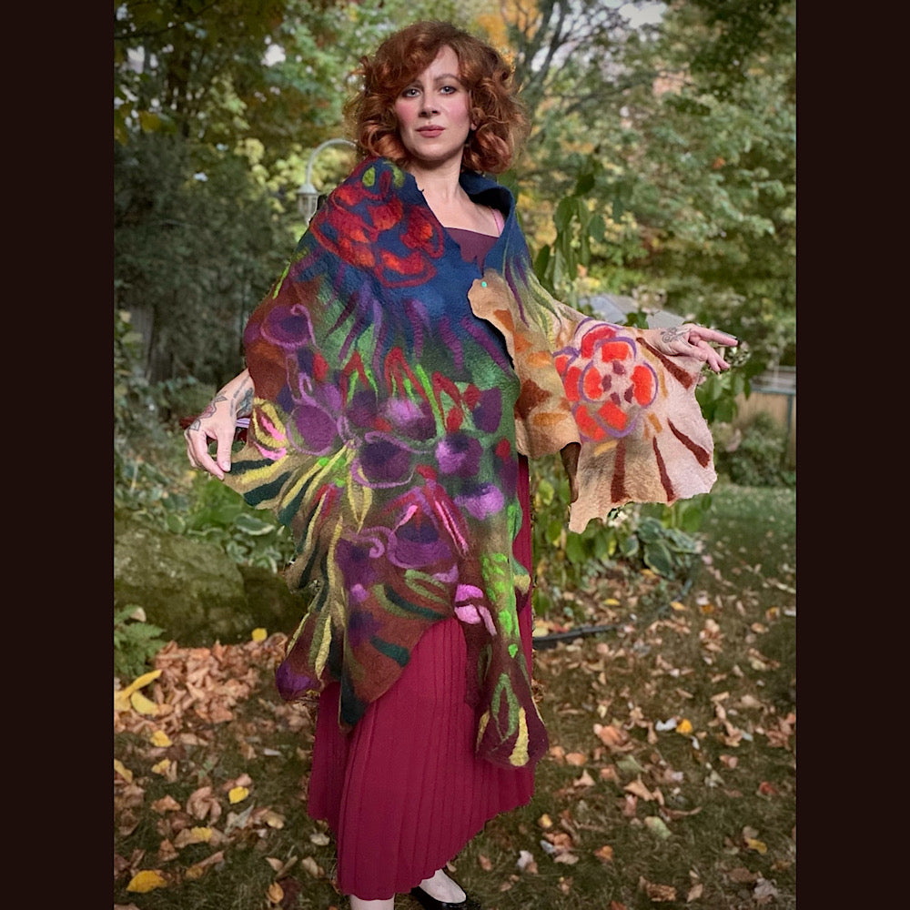 Handmade Felted Wool Scarf 80” X 22”