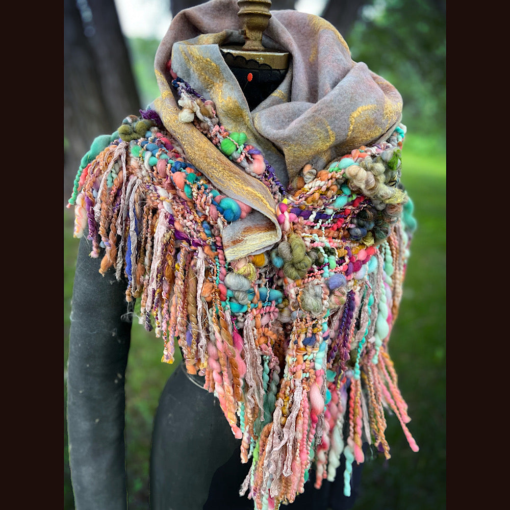 Woven shawl with hood 82” X 36”