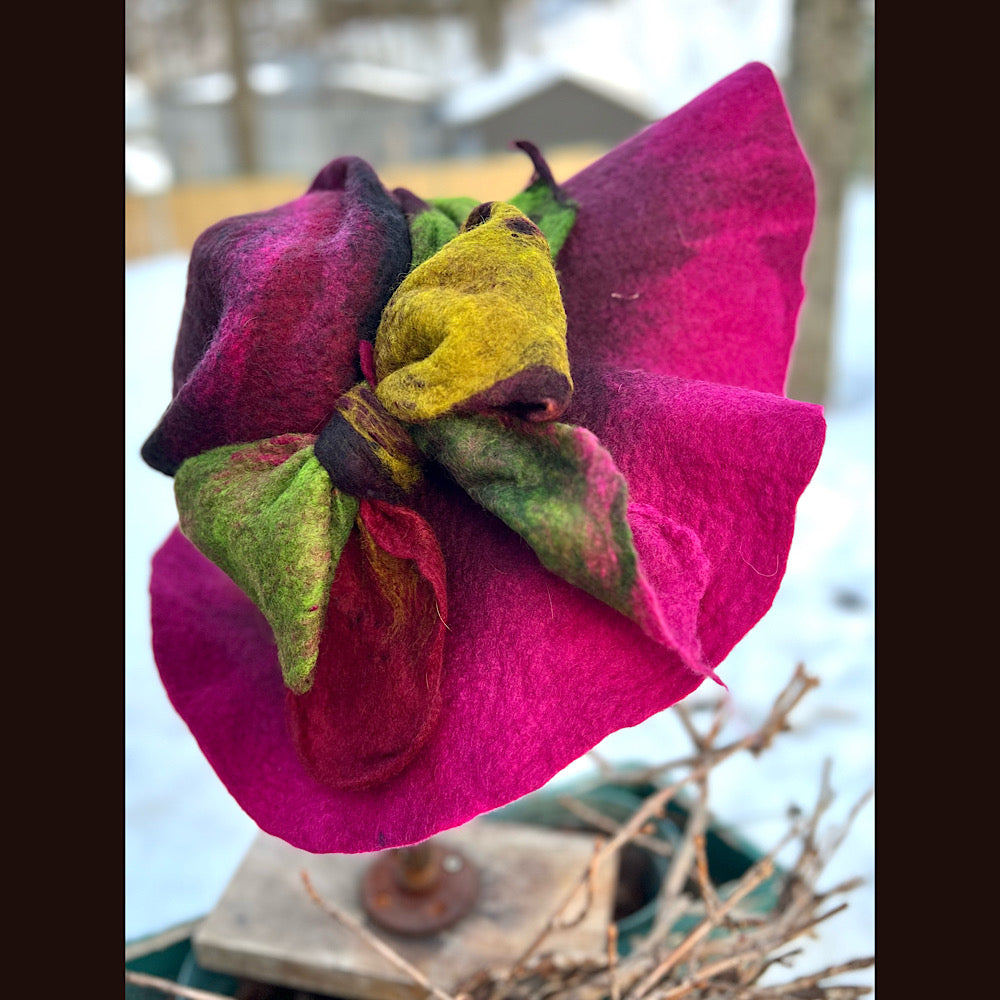 Felted top hat with bow 23” medium