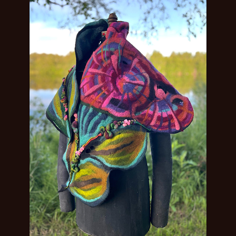 Roses Large Felted Shawl 60” X 21”