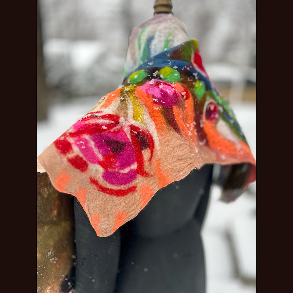 Rose Felted Shawl 84” X 21”