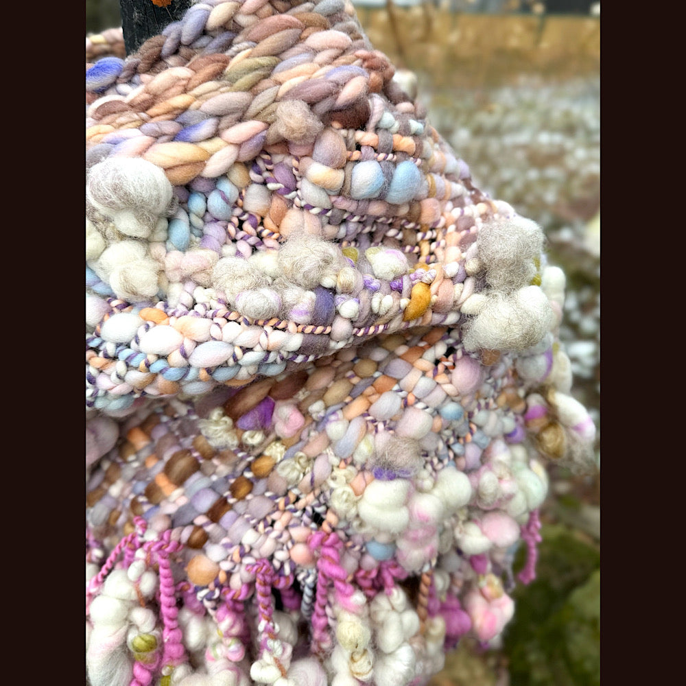 Handmade wool Woven Scarf shawlette 19”X 20”