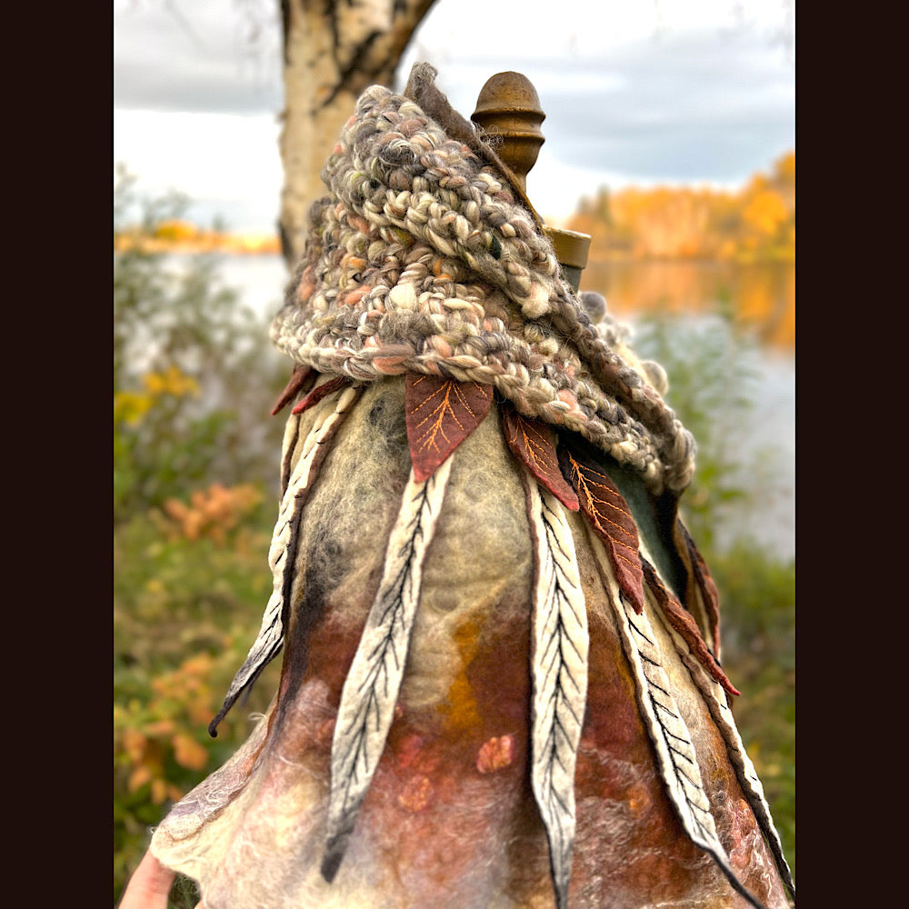 The Owl  felted shawl 80” X 25”