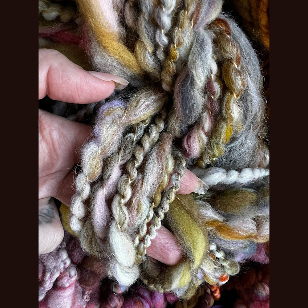 Large lot of hand spun yarn for weaving  knitting crochet 12.3 oz