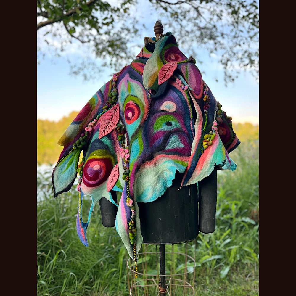 Large Felted Shawl 70” X 28