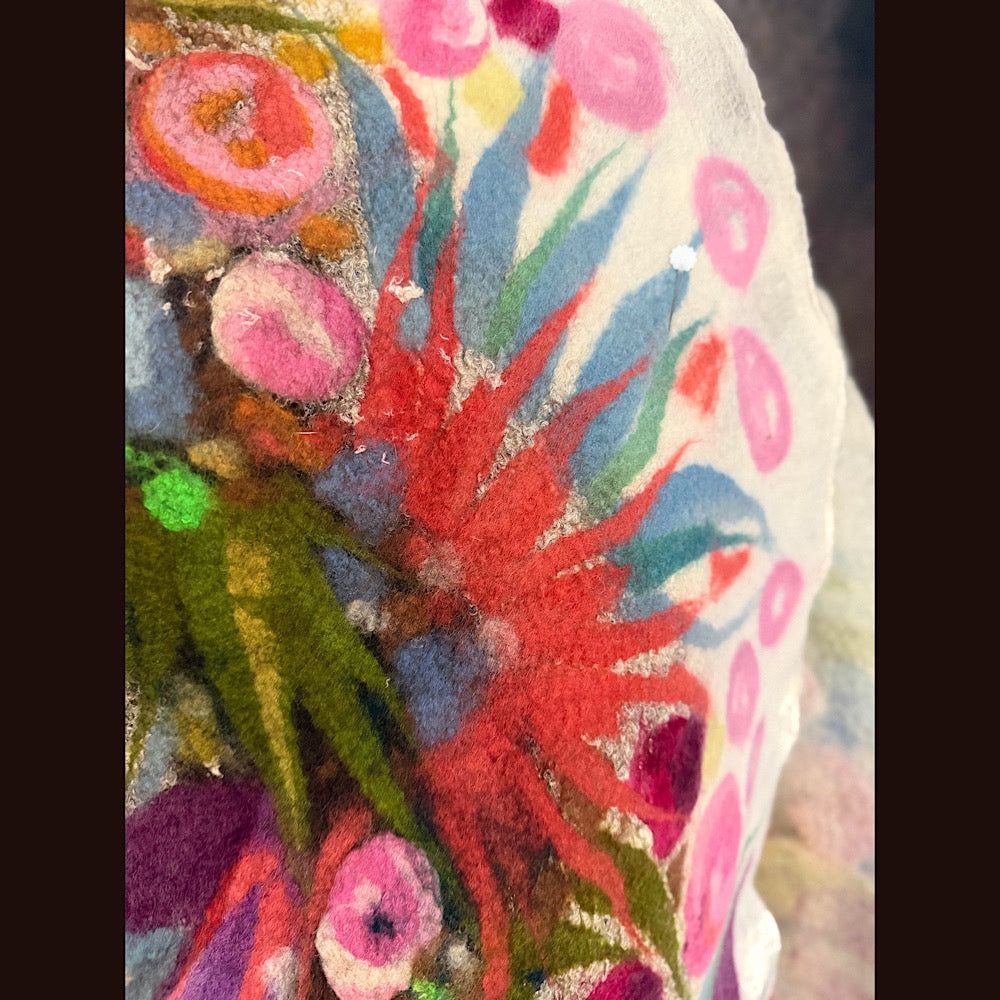 OOAK Handmade wool Felted Scarf 80” X 17” Original art work