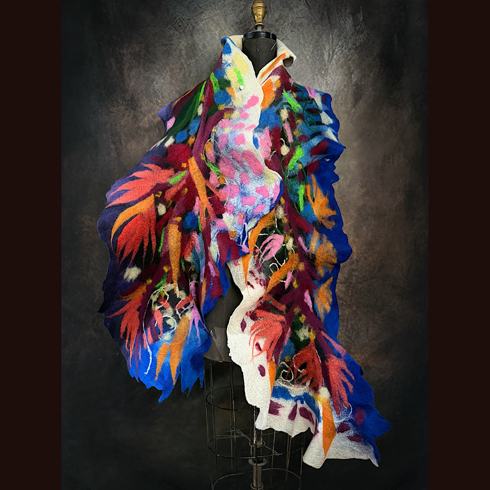 OOAK Handmade wool Felted Scarf 88” X 16”