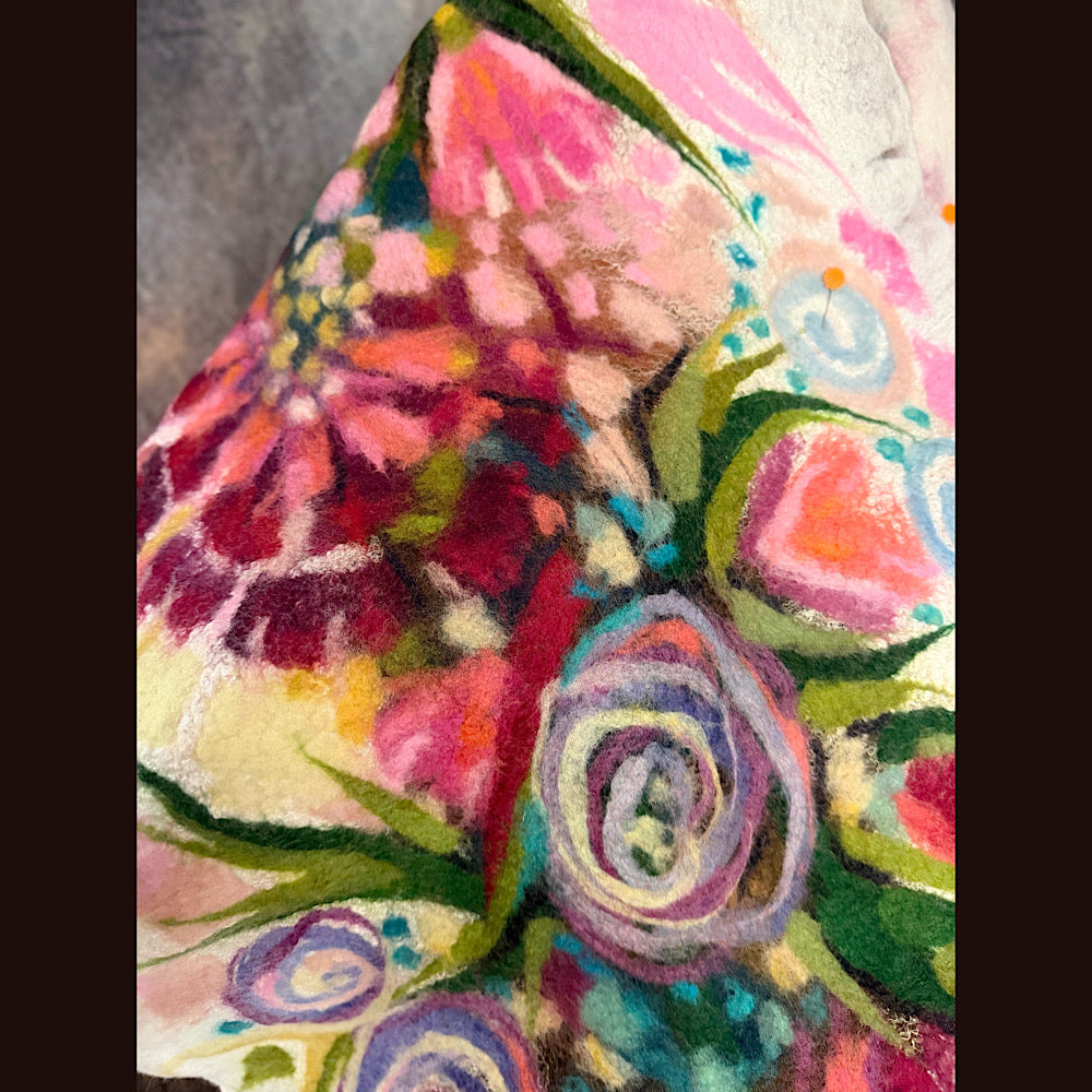 OOAK Handmade wool Felted Scarf 84” X 20” Original art work