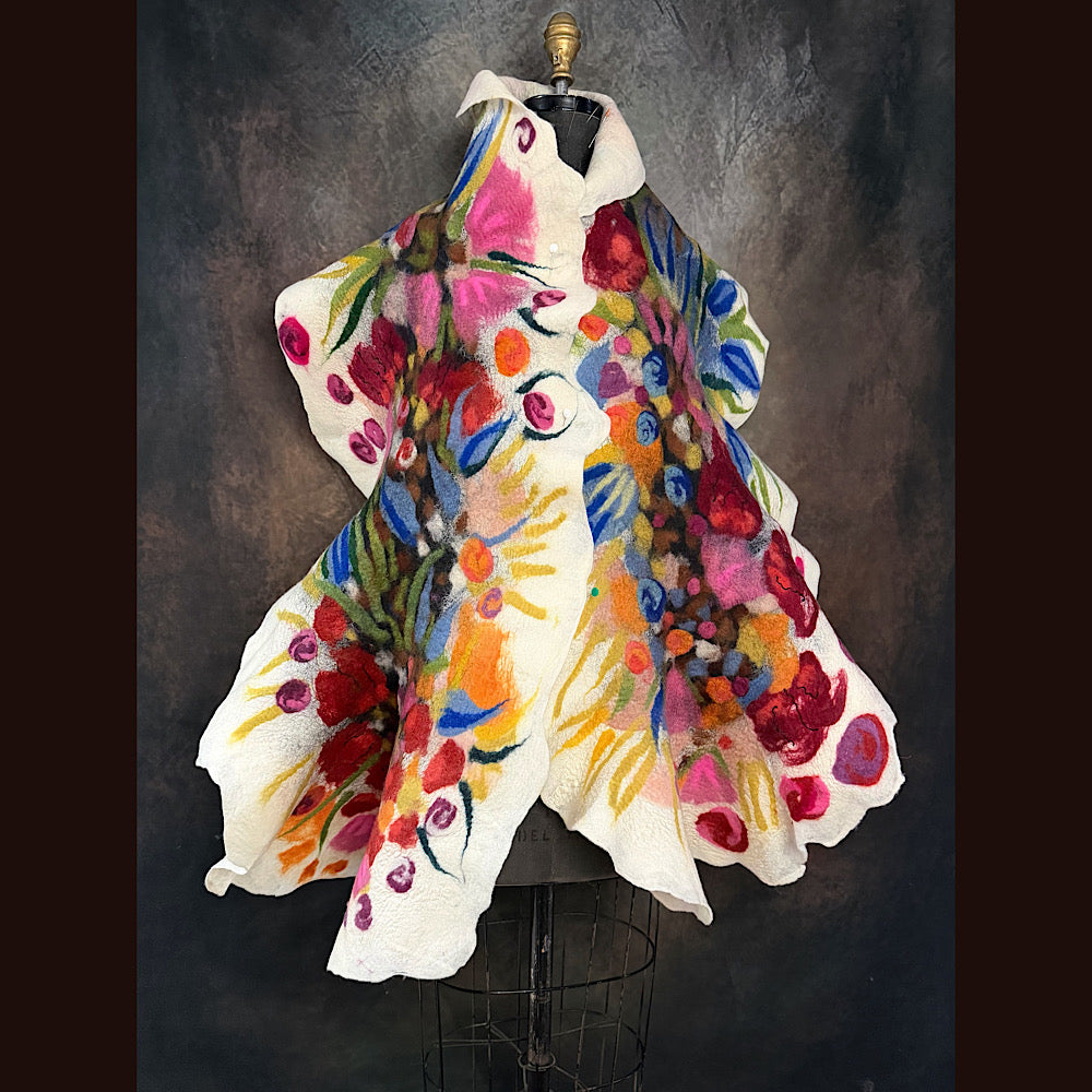 OOAK Handmade wool Felted Scarf 84” X 20” Original art work