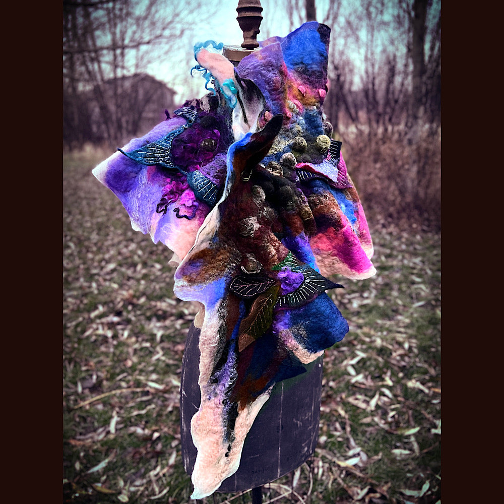 Soleil d’hiver felted scarf 75” X 18”