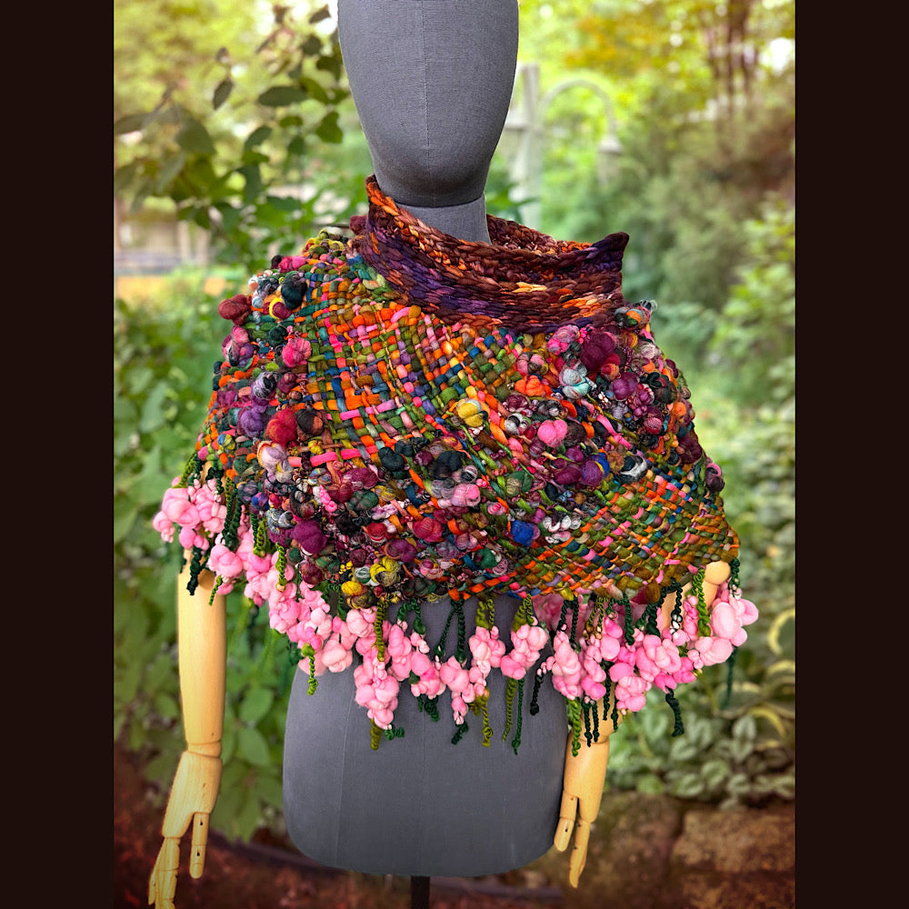 OOAK Hand woven wool handmade Scarf shawlette