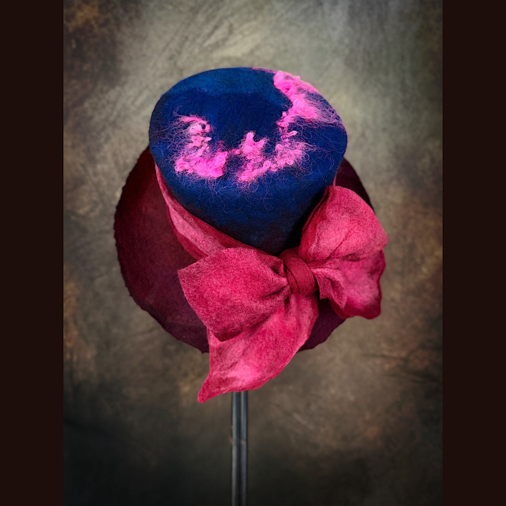 OOAK Handmade wool Felted hat 23.5” medium