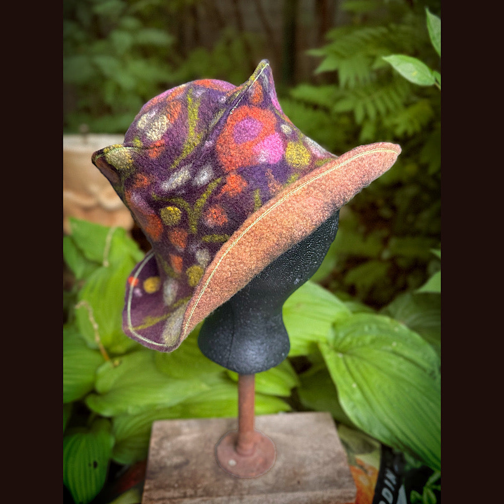 OOAK Handmade wool Felted hat 23.5” medium