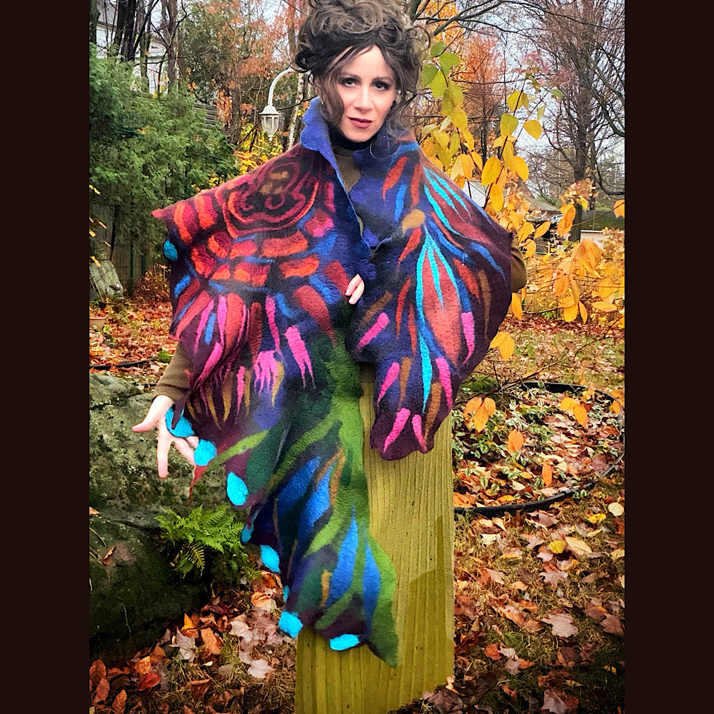 Handmade wool Felted Scarf 78” X 16”