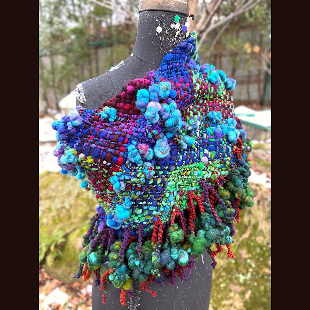 Handmade wool Woven Scarf 18”X 15.5”