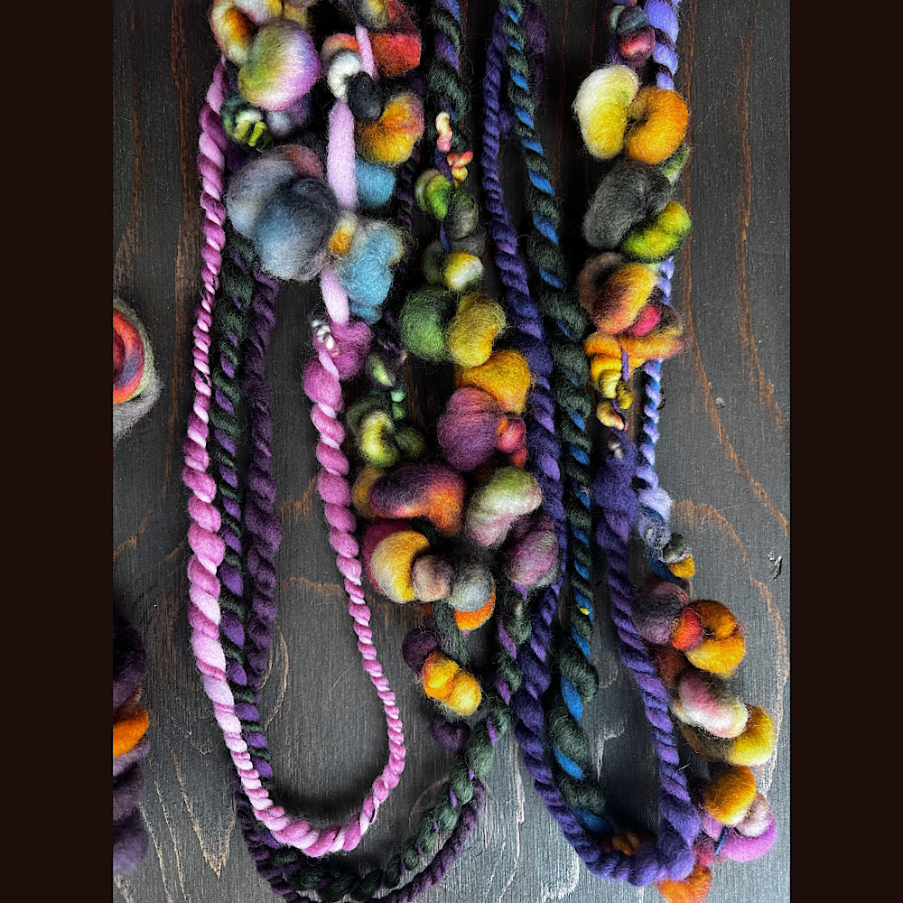 Large lot of hand spun yarn for weaving  knitting crochet 12.3 oz