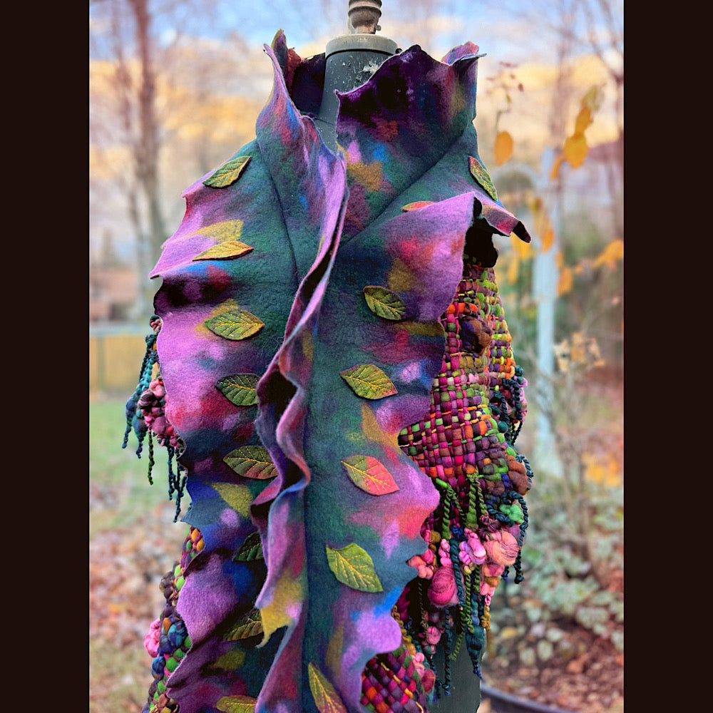 Handmade wool Felted Scarf 90” X 16”