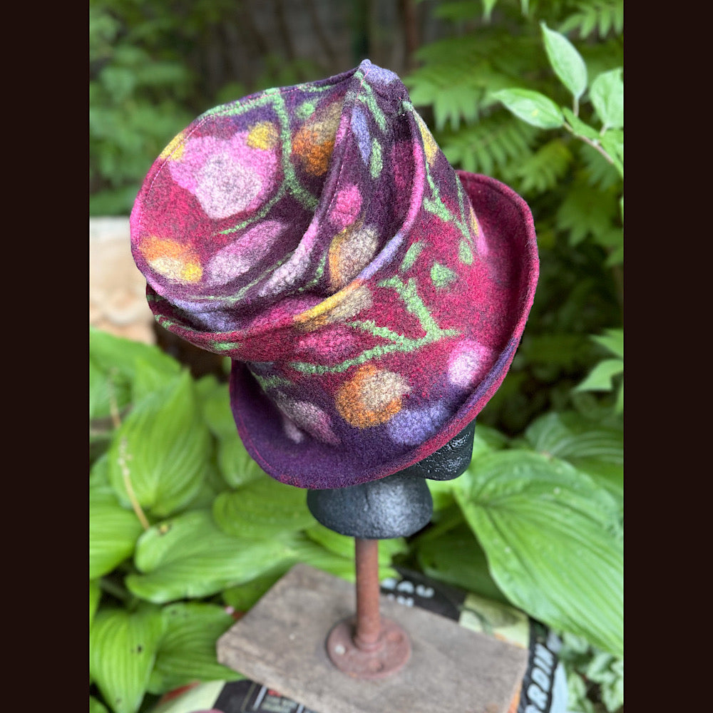 OOAK Handmade wool Felted hat 22” small