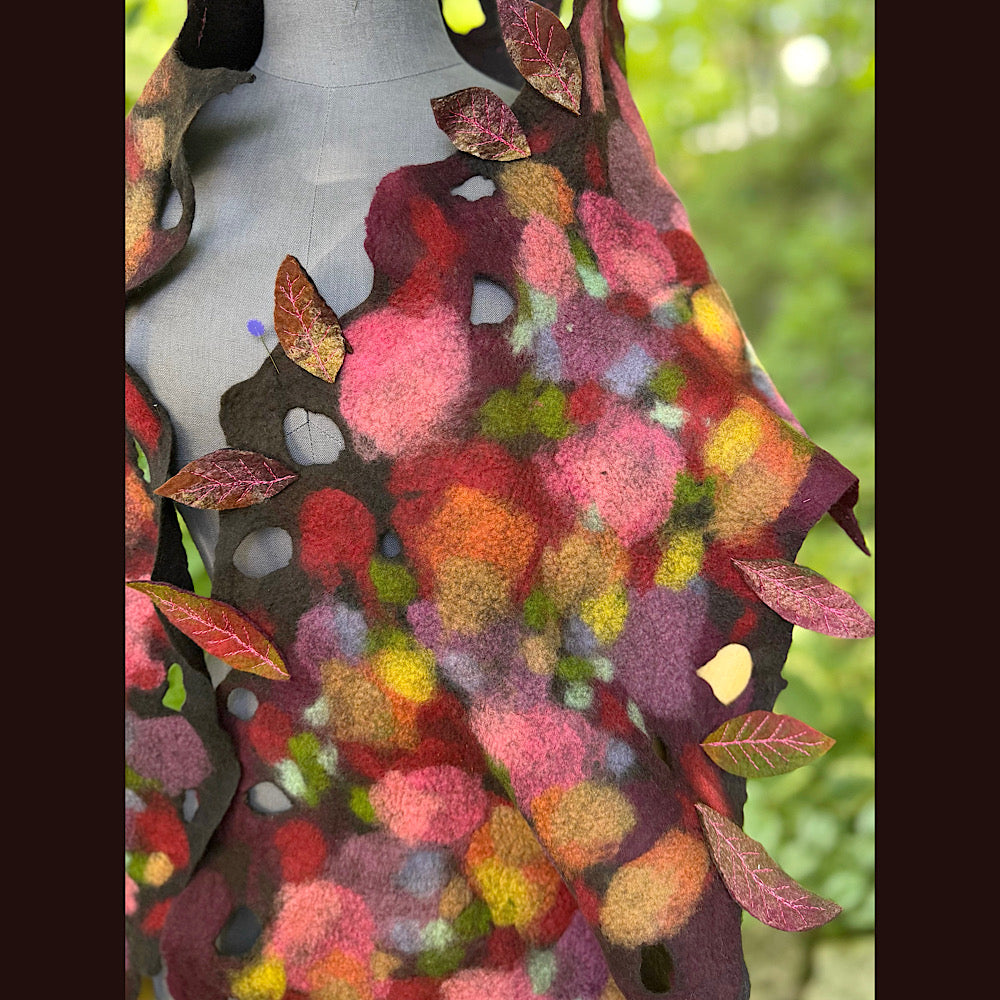OOAK Handmade wool Felted Scarf 84” X 17” Original art work