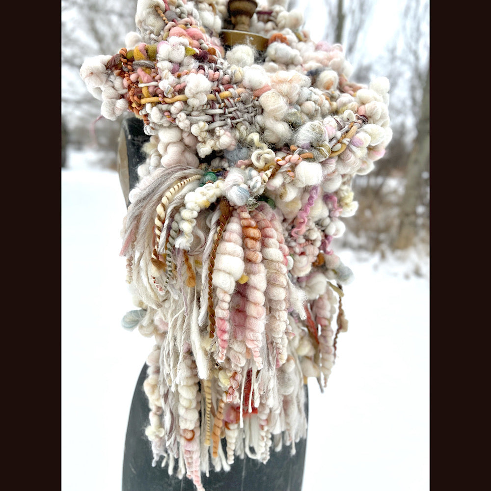 The Snow Rose Scarf 92” X 10”  1.2 pound