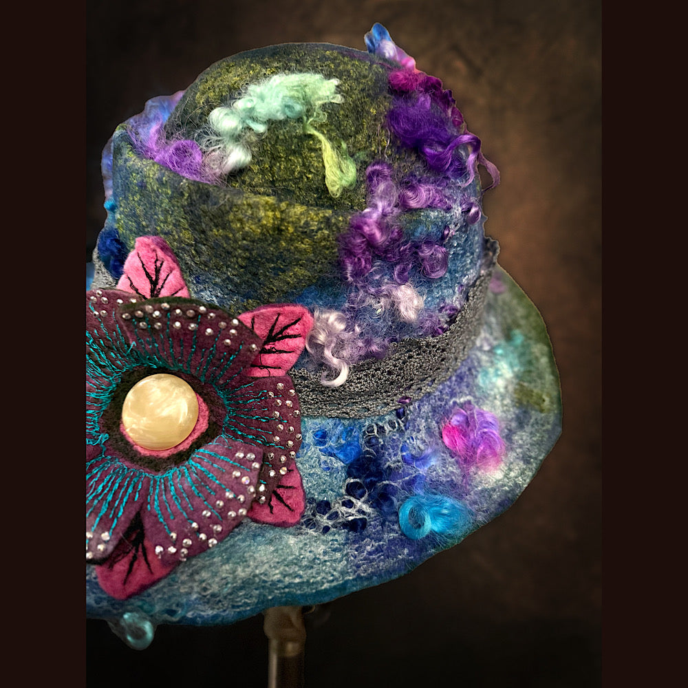 Handmade wool Felted hat 23.5” medium