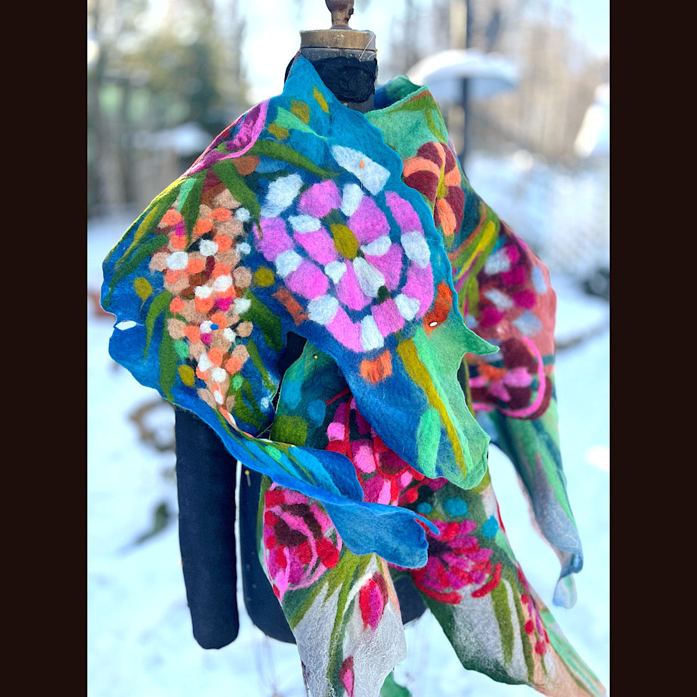 Rose Felted Shawl 84” X 21”