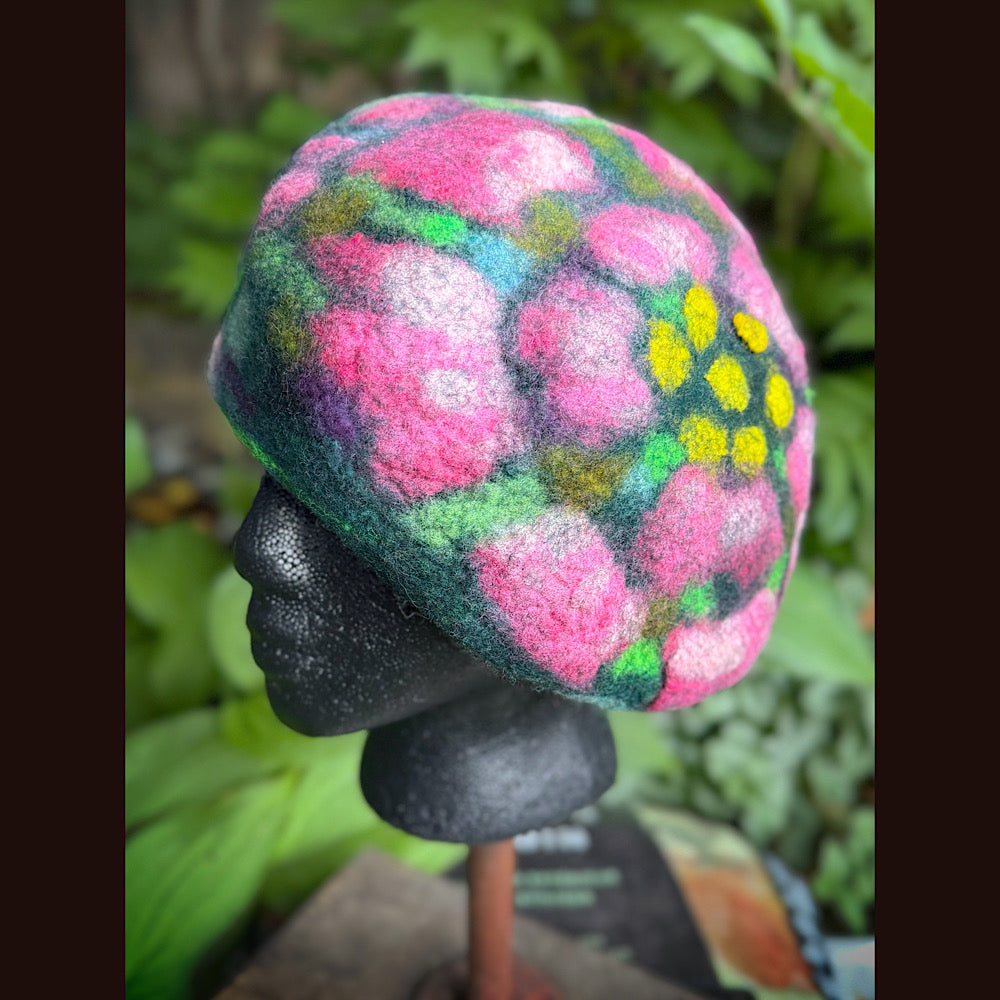 OOAK Handmade wool Felted beret 22” small