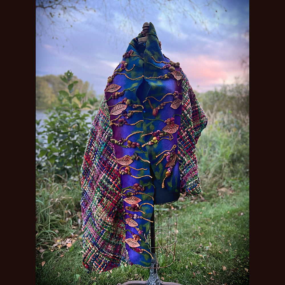Felted and woven Shawl 84” X 23”