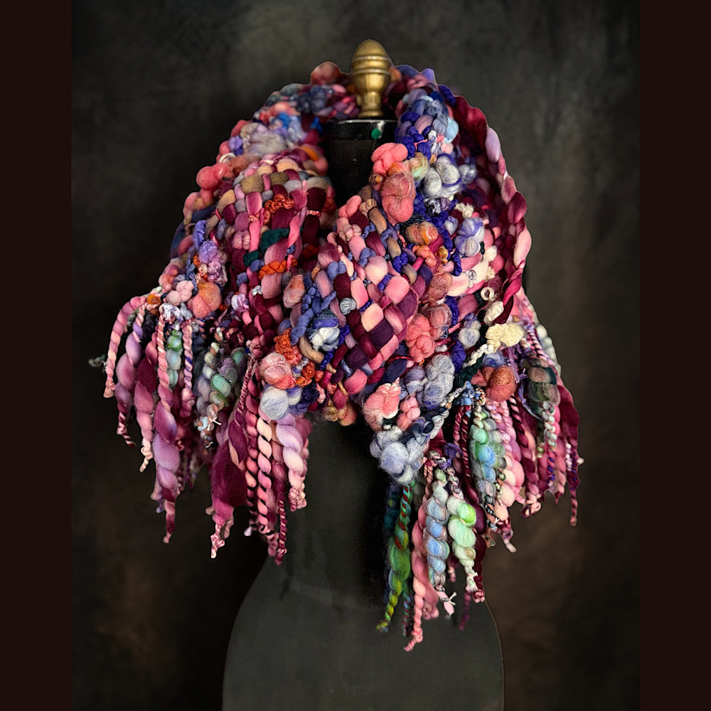 Handmade wool Woven Scarf 88” X 11”