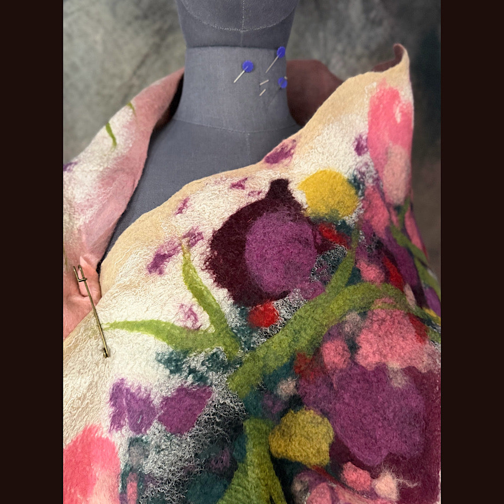 OOAK Handmade wool Felted Scarf 80” X 17” Original art work