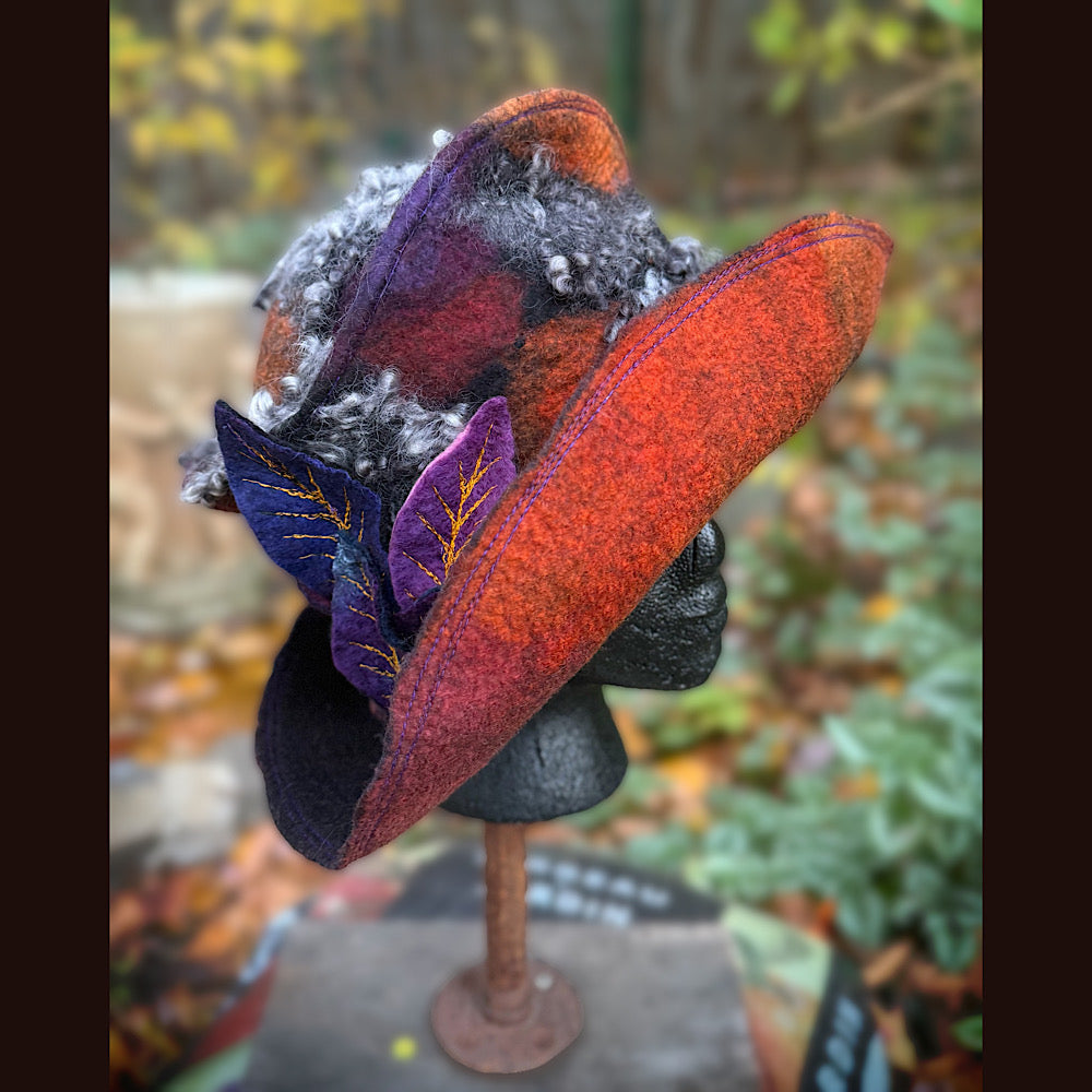 OOAK Handmade wool Felted hat 24” large