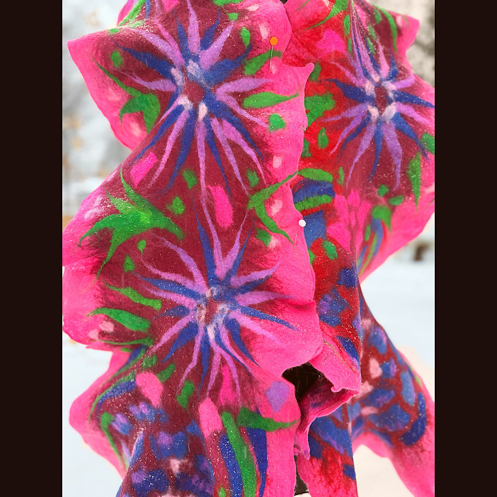 Handmade wool Felted Scarf 88” X 17”