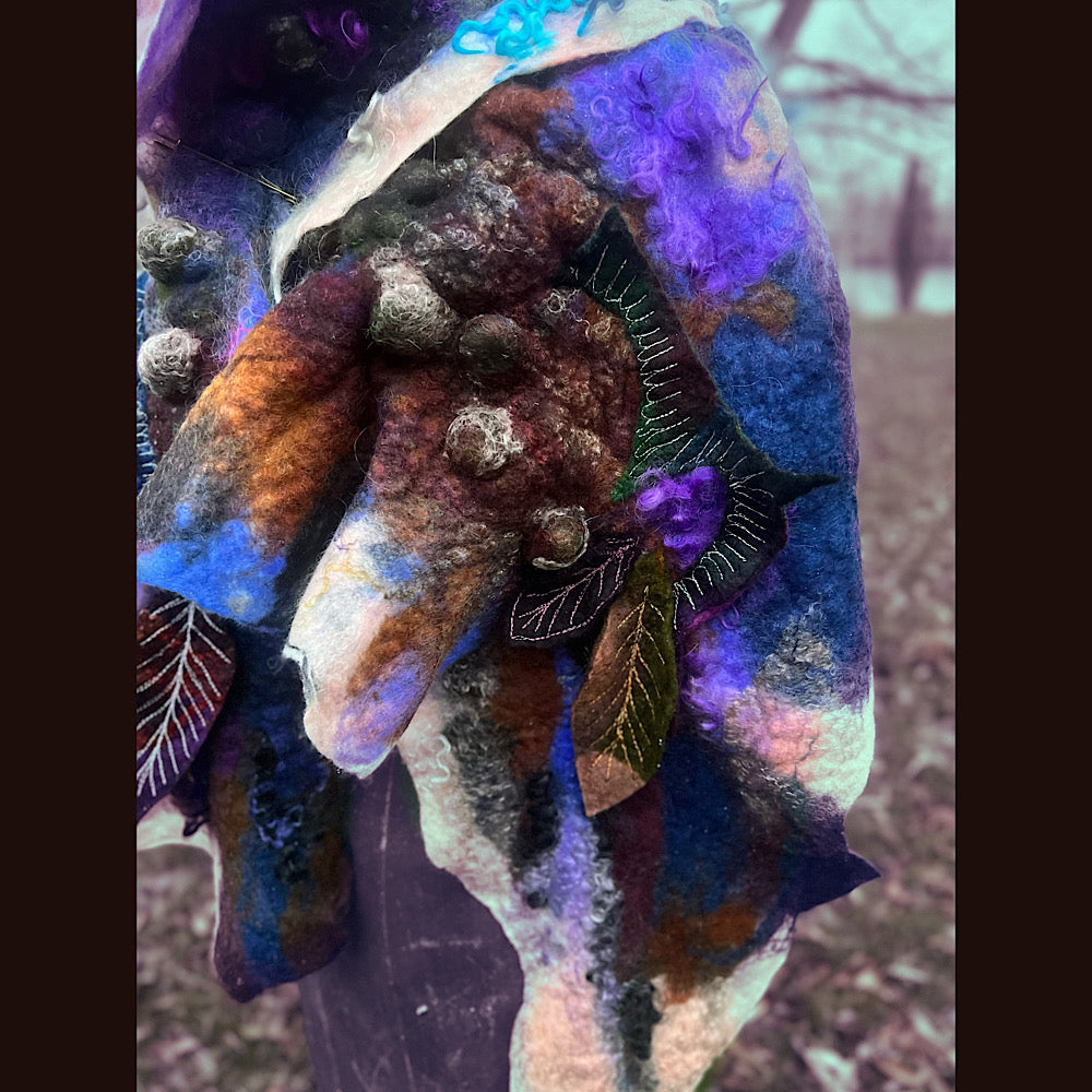 Soleil d’hiver felted scarf 75” X 18”