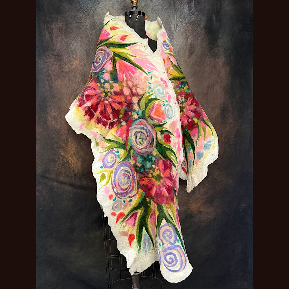 OOAK Handmade wool Felted Scarf 84” X 20” Original art work