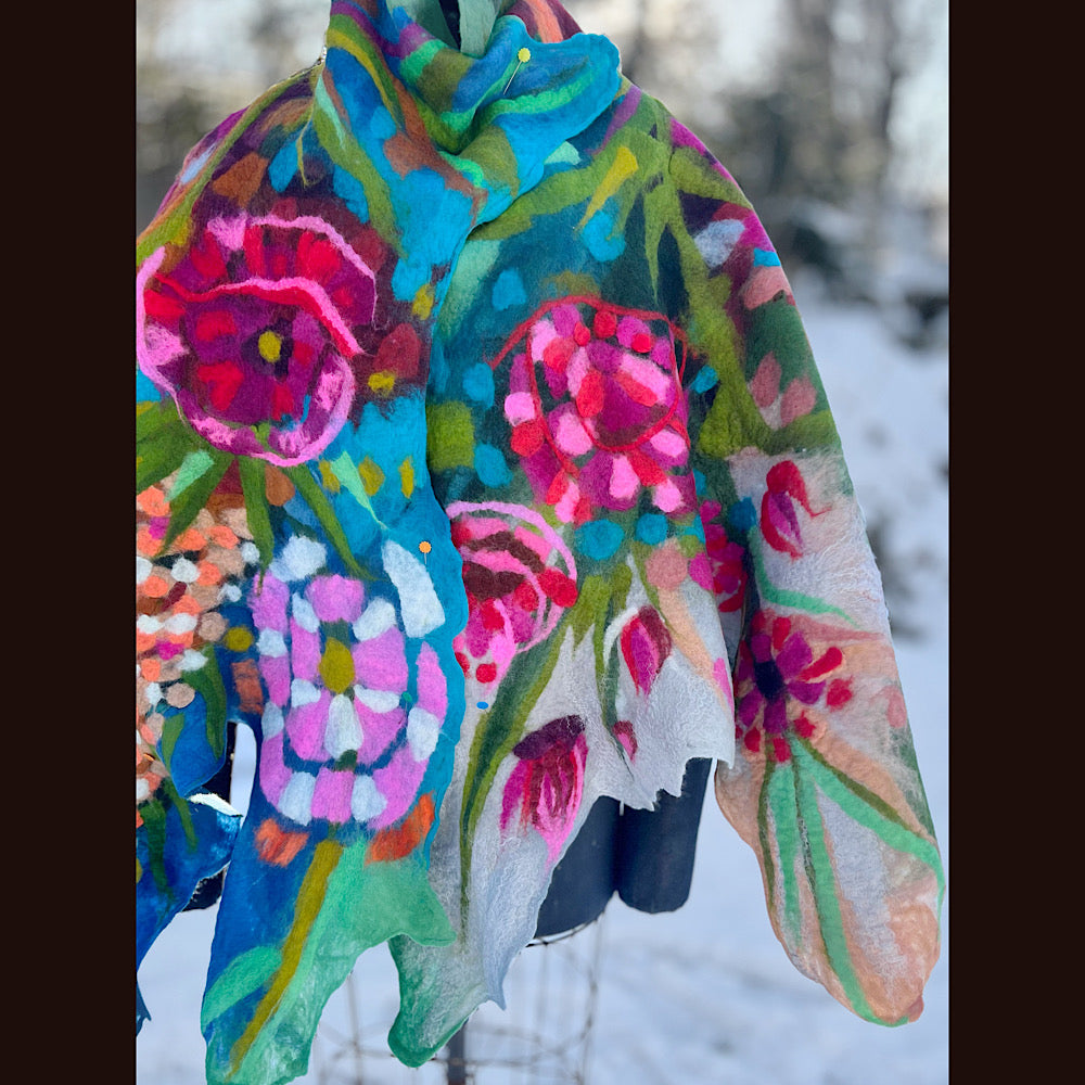 Rose Felted Shawl 84” X 21”