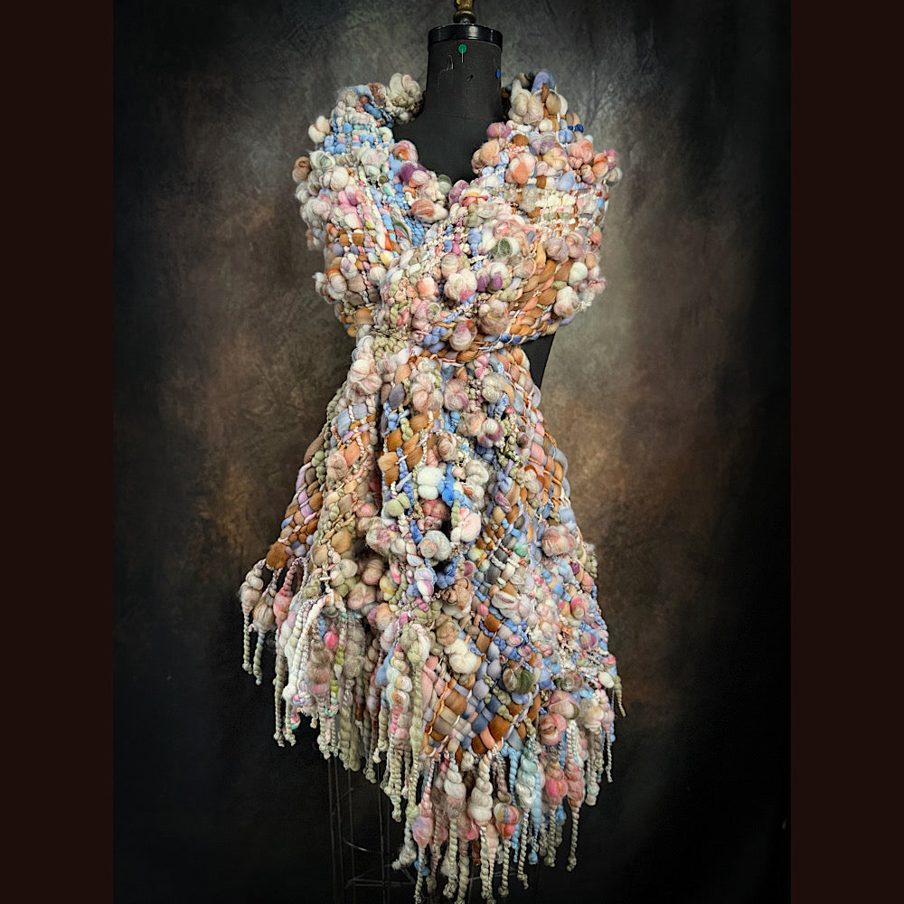 Handmade wool Woven Scarf 88” X 11”