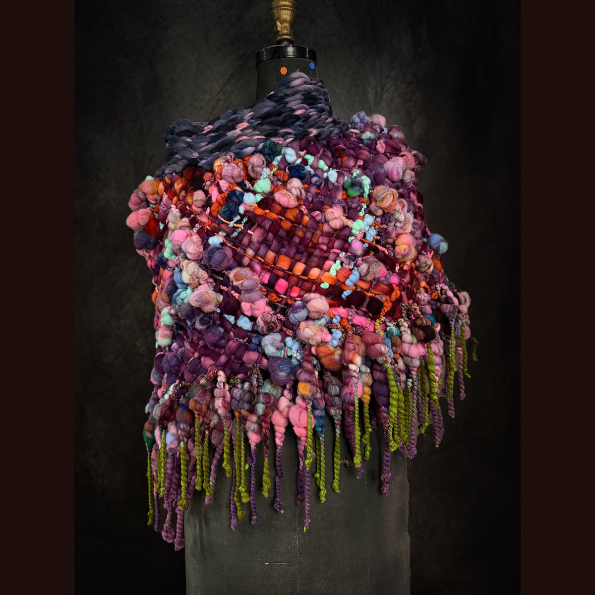 Handmade wool Woven Scarf shawlette 25” X  20” larger size