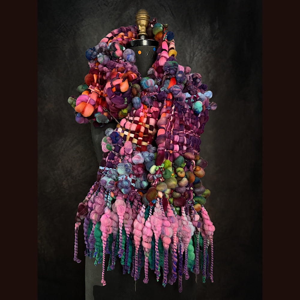 OOAK Handmade wool Woven Scarf 84” X 9”