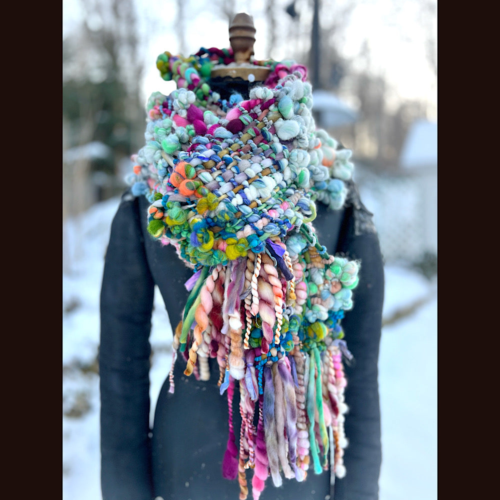 Woven art yarn Scarf 90” X 7”