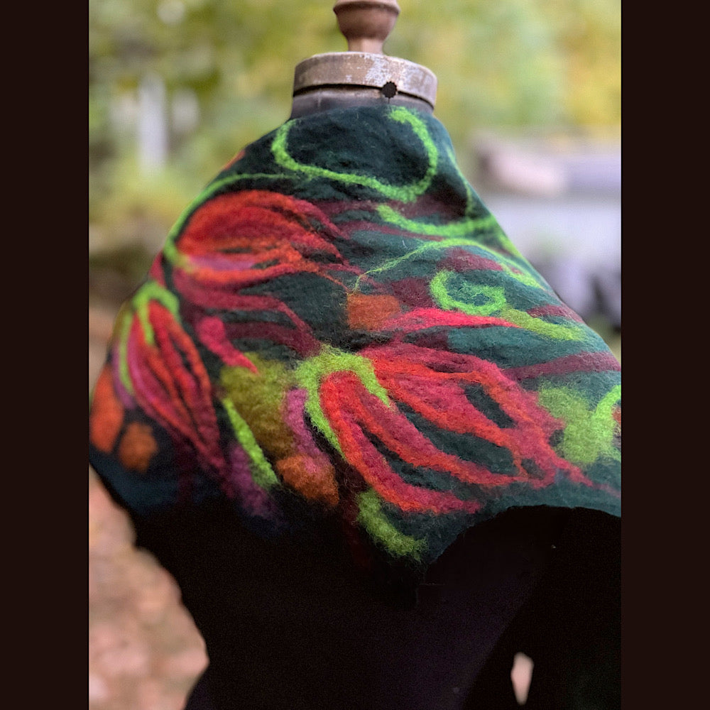 Handmade Felted Wool Scarf 85” X 21”