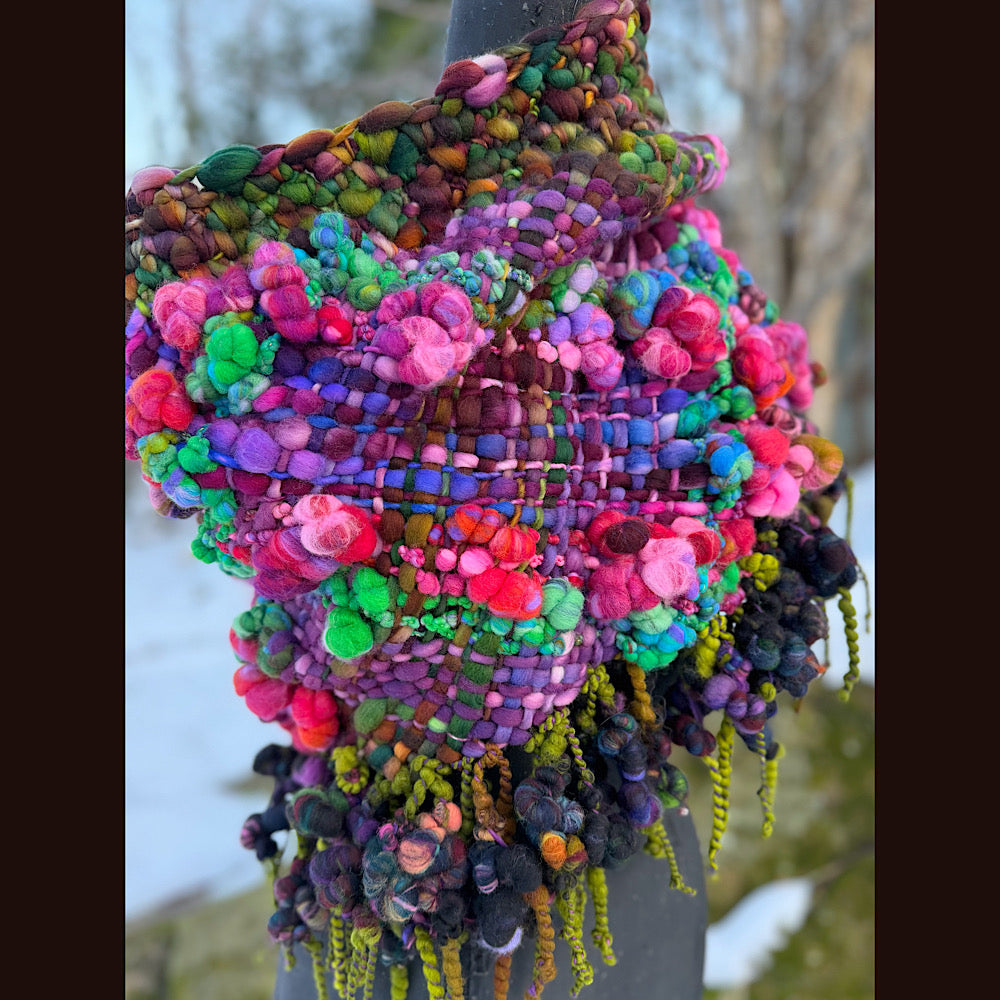 Handmade wool Woven Scarf shawlette 19” X 18”